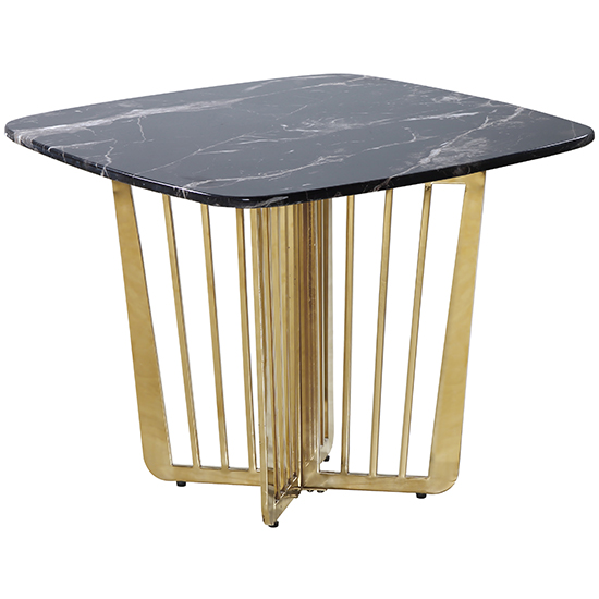 Fastro Black Marble Side Table With Gold Stainless Steel Legs FiF