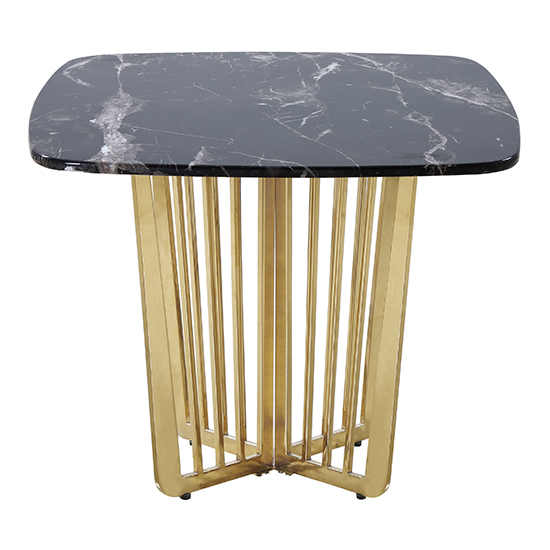 Fastro Black Marble Side Table With Gold Stainless Steel Legs FiF