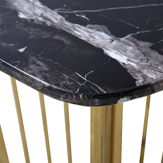 Fastro Black Marble Side Table With Gold Stainless Steel Legs FiF