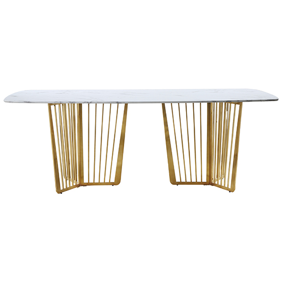 Fastro White Marble Dining Table With Gold Stainless Steel Legs Sale