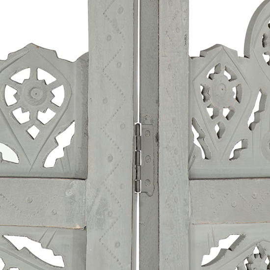 Fauci Mango Wood 3 Panels 120cm x 165cm Room Divider In Grey_4