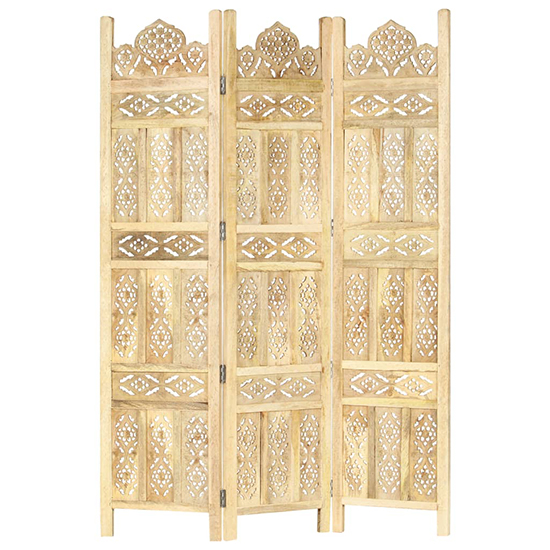 Read more about Fauci mango wood 3 panels 120cm x 165cm room divider in natural