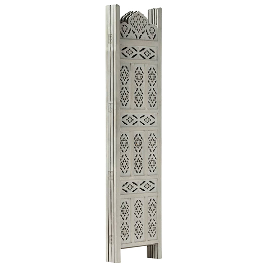 Fauci Mango Wood 4 Panels 160cm x 165cm Room Divider In Grey_4