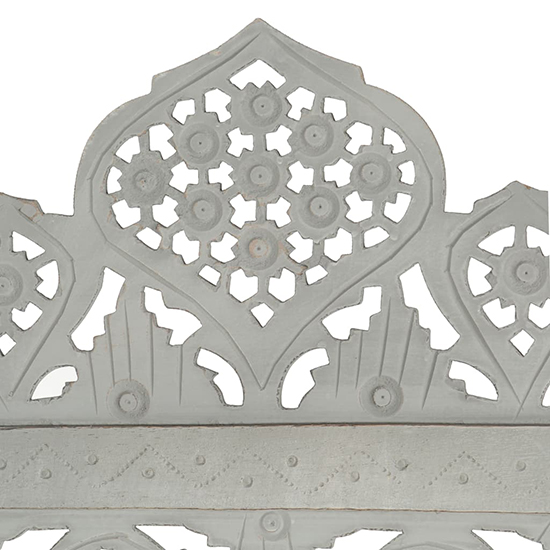 Fauci Mango Wood 5 Panels 200cm x 165cm Room Divider In Grey
