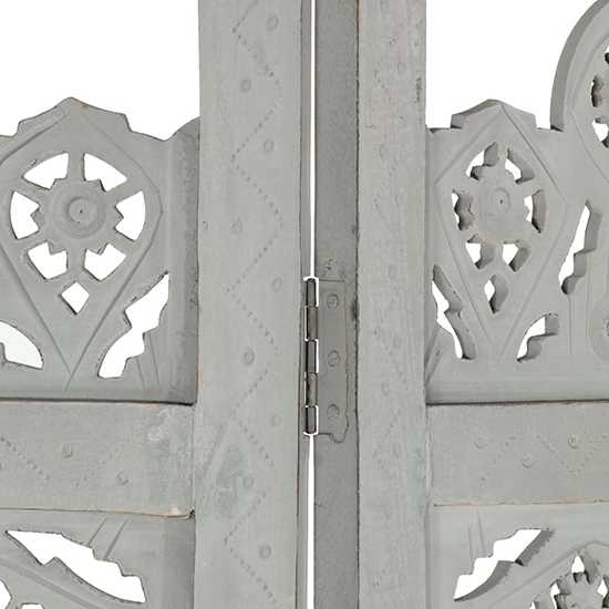 Fauci Mango Wood 5 Panels 200cm x 165cm Room Divider In Grey