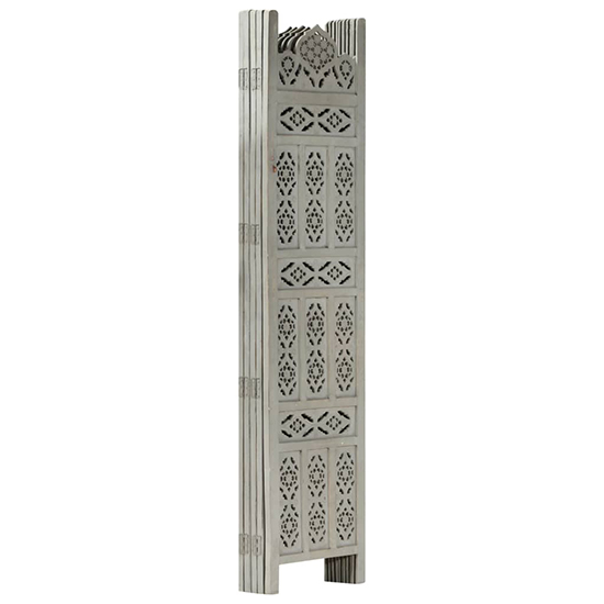 Fauci Mango Wood 5 Panels 200cm x 165cm Room Divider In Grey