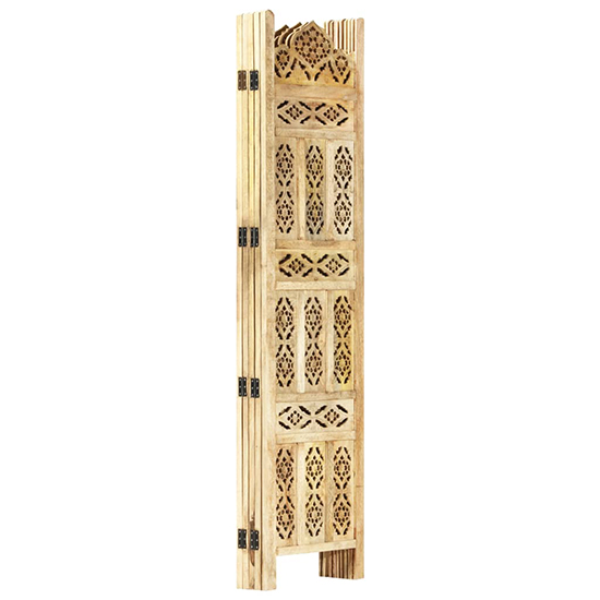 Fauci Mango Wood 5 Panels 200cm x 165cm Room Divider In Natural