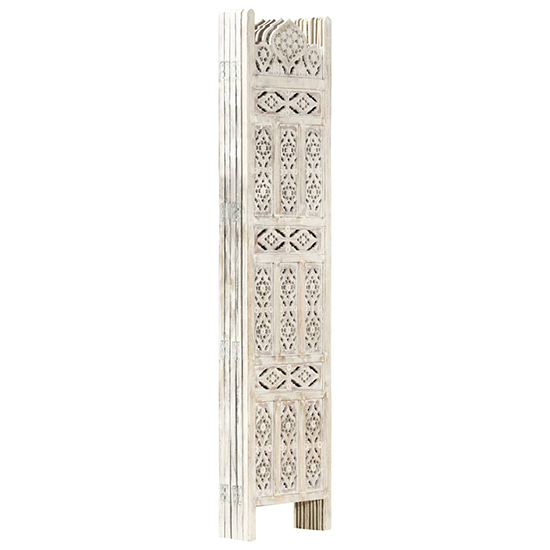 Fauci Mango Wood 5 Panels 200cm x 165cm Room Divider In White