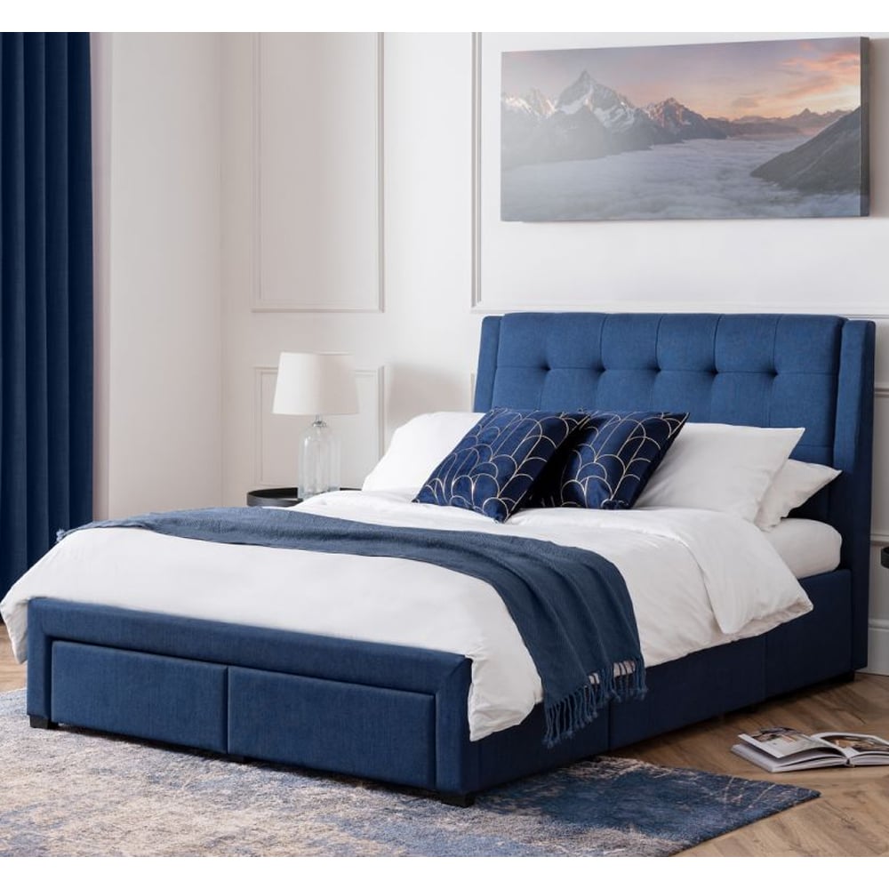 Read more about Fauna fabric super king size bed with 4 drawers in blue
