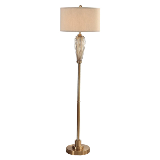View Fauna light beige shade floor lamp with brass base