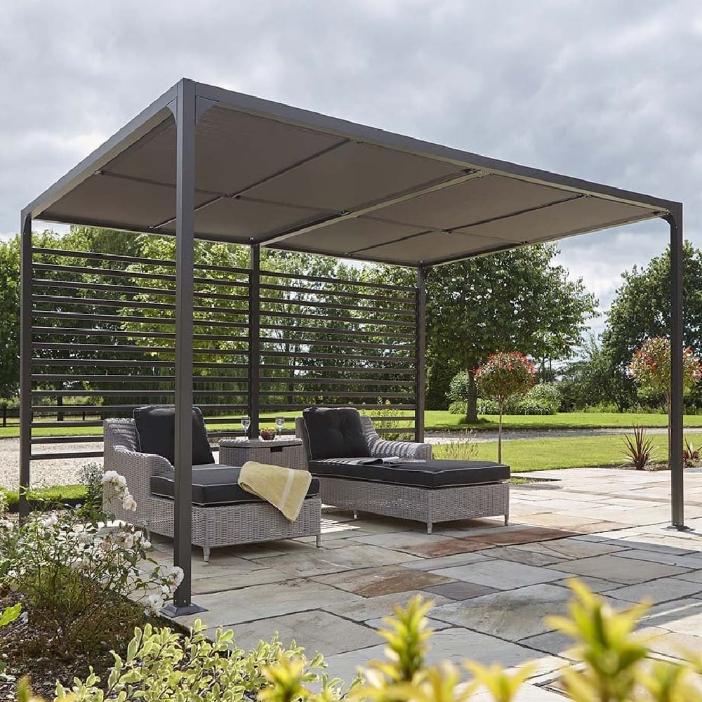 Faversham Large Aluminium Garden Canopy In Grey