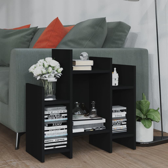 Product photograph of Faxon Wooden Side Table In With 6 Shelves In Black from Furniture in Fashion