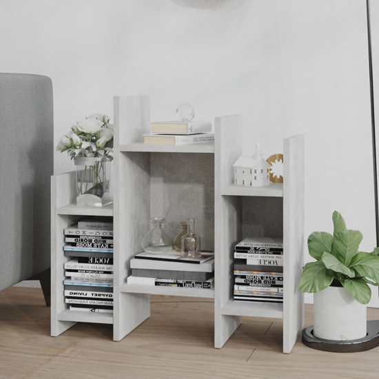 Faxon Wooden Side Table In With 6 Shelves In Concrete Effect