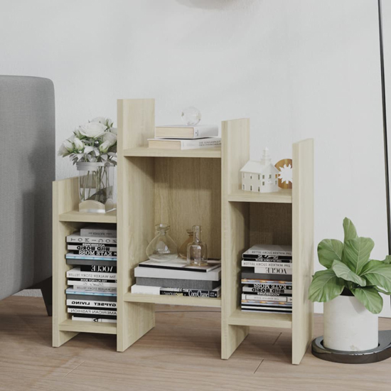 Faxon Wooden Side Table In With 6 Shelves In Sonoma Oak