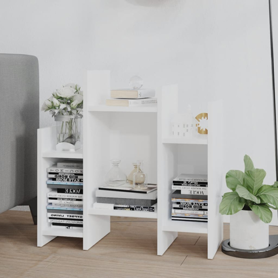 Faxon Wooden Side Table In With 6 Shelves In White