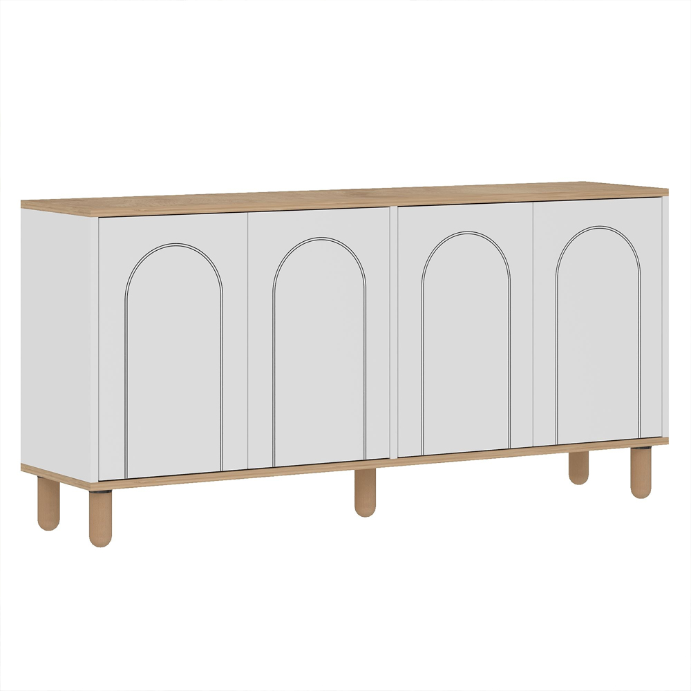 Fayron Wooden Sideboard with 4 Doors in Sapphire Oak and White