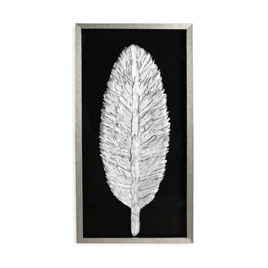 Feather Painting Wooden Wall Art In Antique Silver Frame