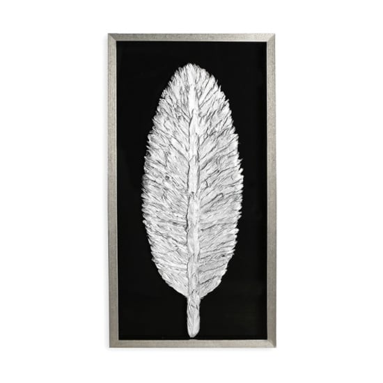 Photo of Feather painting wooden wall art in antique silver frame