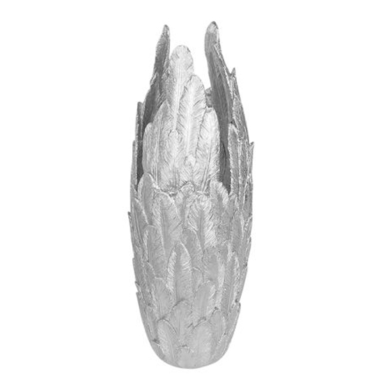 Feather Poly Large Decorative Vase In Silver