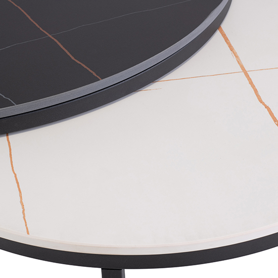 Febe Round Set Of 2 Marble Coffee Tables In Black And White