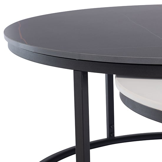 Febe Round Set Of 2 Marble Coffee Tables In Black And White_3
