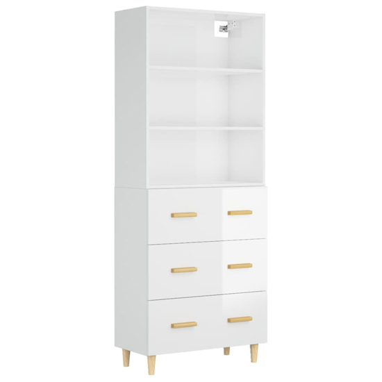 Fedra High Gloss Highboard With 2 Shelves 3 Drawers In White_4