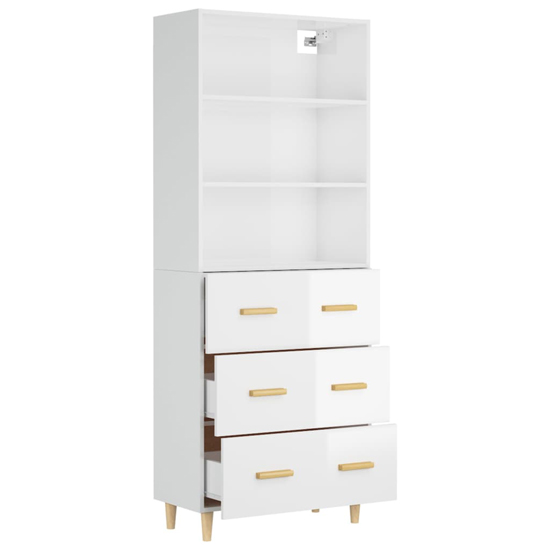 Fedra High Gloss Highboard With 2 Shelves 3 Drawers In White_5