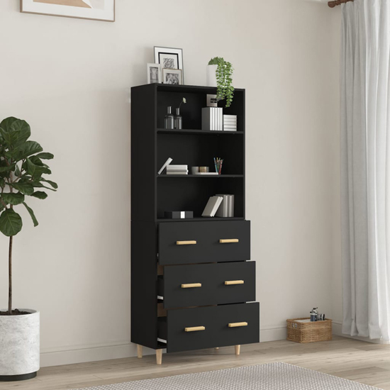 Fedra Highboard With 2 Shelves 3 Drawers In Black_2