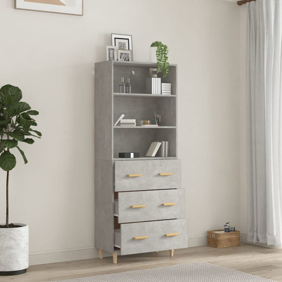 Fedra Highboard With 2 Shelves 3 Drawers In Concrete Effect_2