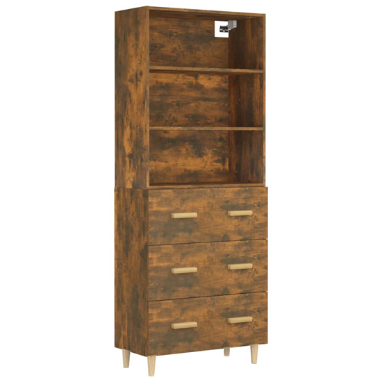 Fedra Highboard With 2 Shelves 3 Drawers In Smoked Oak_4