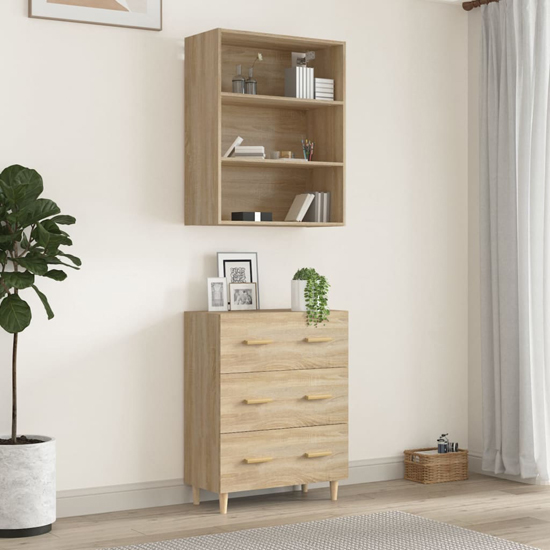 Fedra Highboard With 2 Shelves 3 Drawers In Sonoma Oak_3