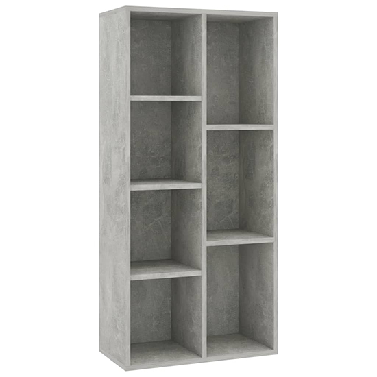 Feivel Wooden Bookcase With 7 Shelves In Concrete Effect_2
