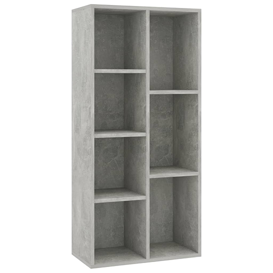 Feivel Wooden Bookcase With 7 Shelves In Concrete Effect