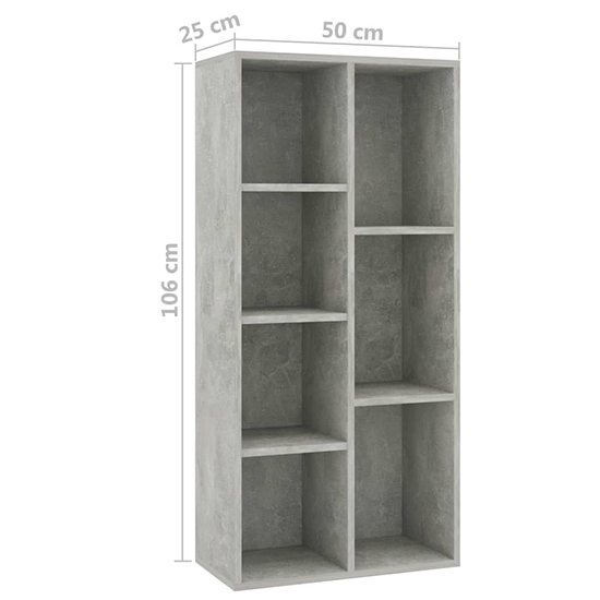 Feivel Wooden Bookcase With 7 Shelves In Concrete Effect_4