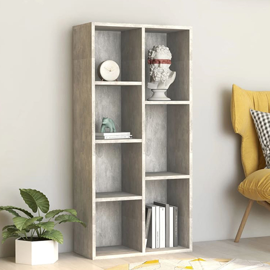 Feivel Wooden Bookcase With 7 Shelves In Concrete Effect Furniture in
