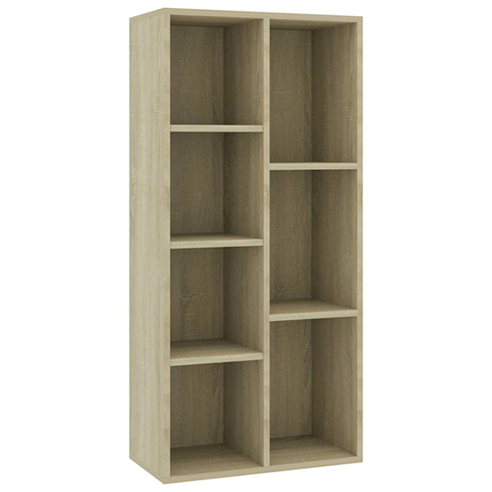Feivel Wooden Bookcase With 7 Shelves In Sonoma Oak