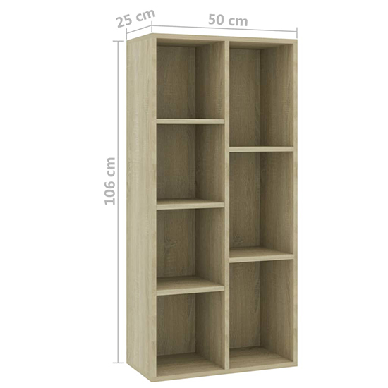 Feivel Wooden Bookcase With 7 Shelves In Sonoma Oak