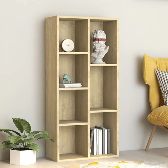 feivel wooden bookcase with 7 shelves in sonoma oak