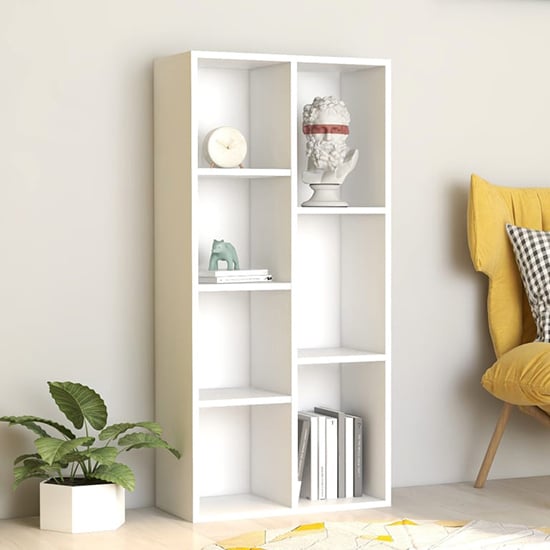 Feivel Wooden Bookcase With 7 Shelves In White