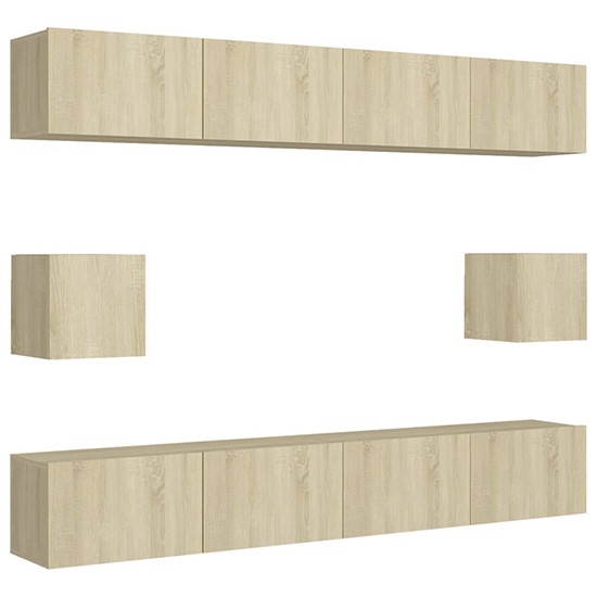Feleti Wall Hung Wooden Entertainment Unit In Sonoma Oak