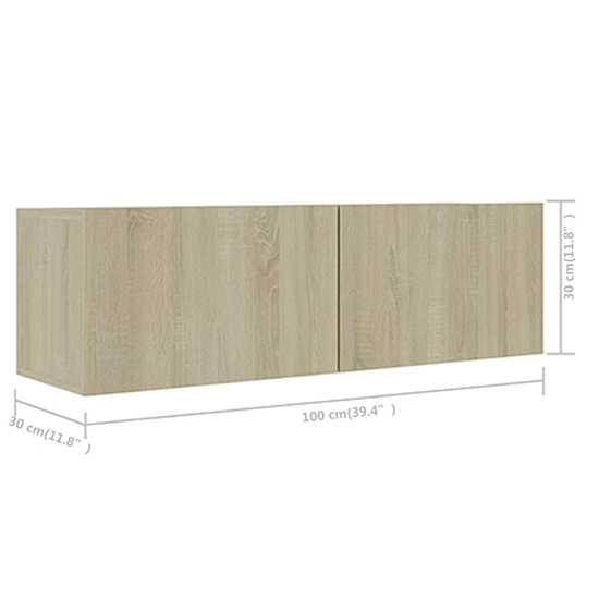 Feleti Wall Hung Wooden Entertainment Unit In Sonoma Oak