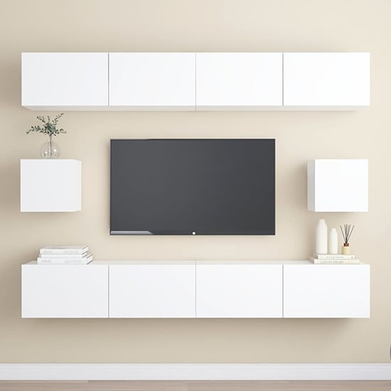 Photo of Feleti wall hung wooden entertainment unit in white