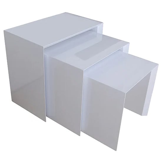 Photo of Felicja high gloss nest of 3 tables in white