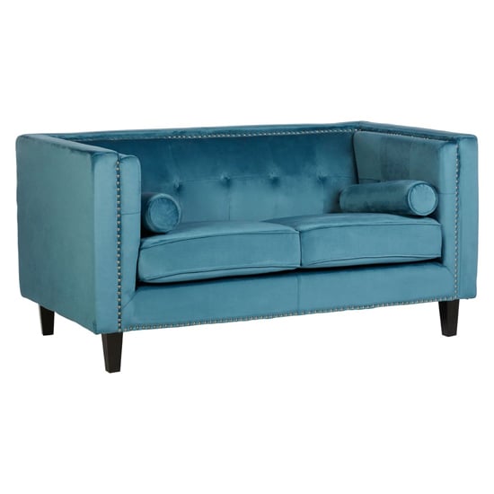 Felisen Upholstered Velvet 2 Seater Sofa In Blue
