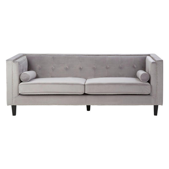 Felisen Upholstered Velvet 3 Seater Sofa In Grey