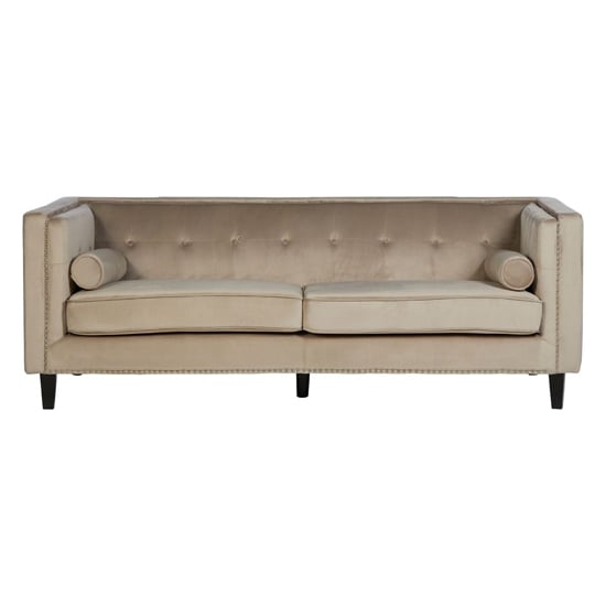Felisen Upholstered Velvet 3 Seater Sofa In Mink