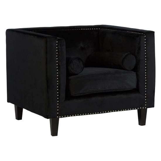 Photo of Felisen upholstered velvet armchair in black