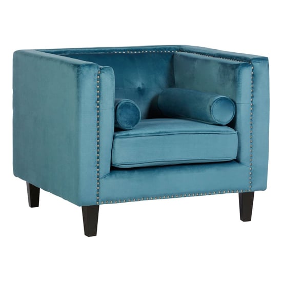 Felisen Upholstered Velvet Armchair In Blue_2