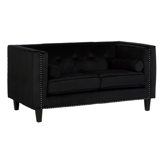Felisen Velvet Upholstered 2 Seater Sofa In Black_2
