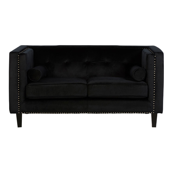 Felisen Velvet Upholstered 2 Seater Sofa In Black
